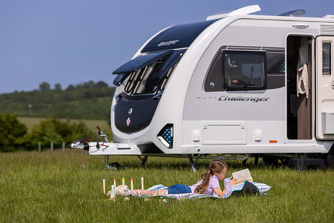 Family on a touring caravan holiday