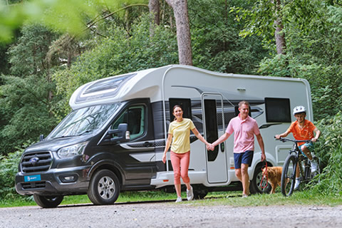 Family on a touring caravan holiday