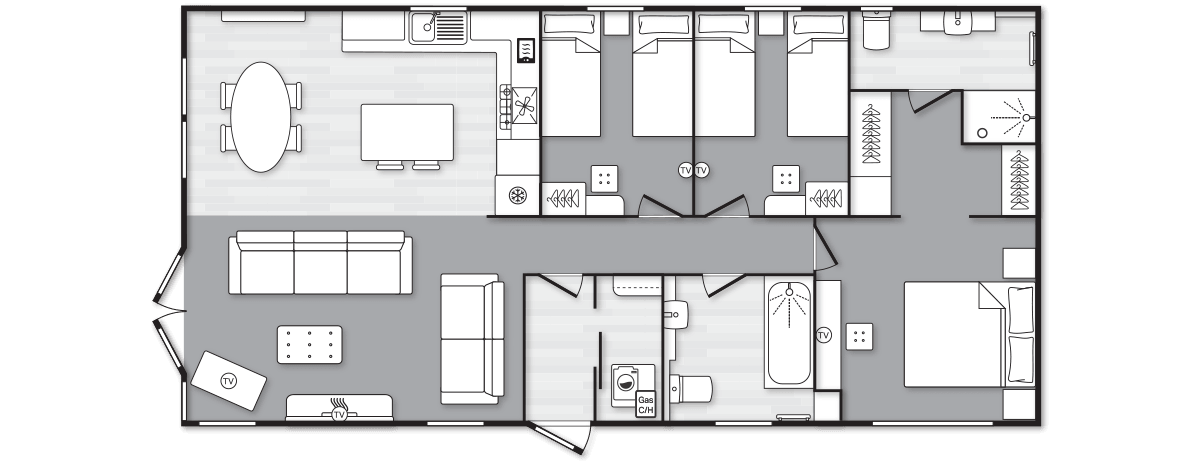 Edmonton Lodge (Townhouse) 40' x 20' 3 Bedroom floorplan