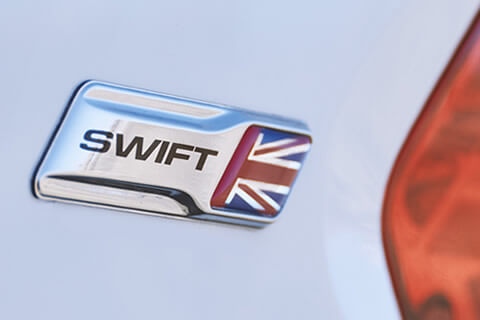 Swift motorhome badge recognising its production in Britain