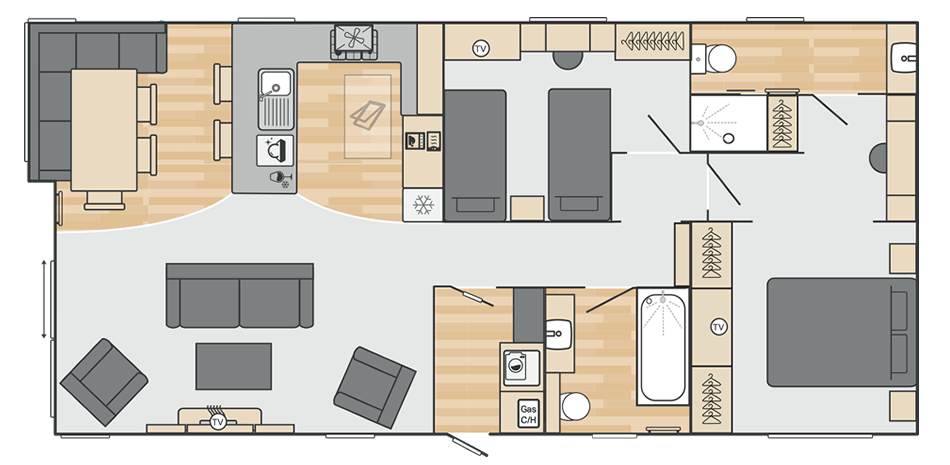 Toronto Lodge (Country) 43' x 20' 2 Bedroom floorplan