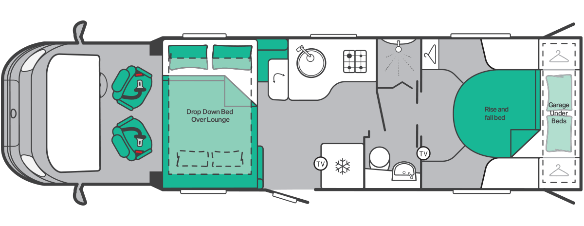 Kon-Tiki 894 (with drop down bed) floorplan