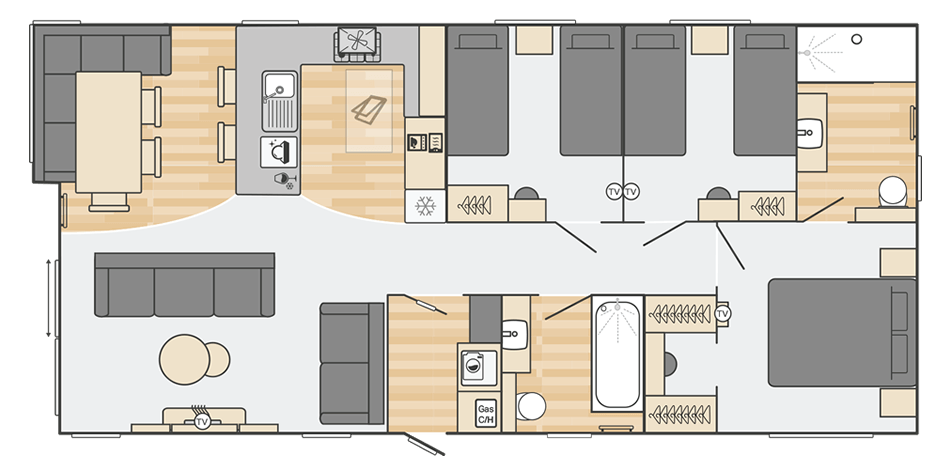 Toronto Lodge (Urban) 43' x 20' 3 Bedroom floorplan