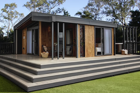 Outside the Ruisseau holiday Pod