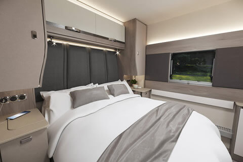 Swift caravan layout including a fixed double bed