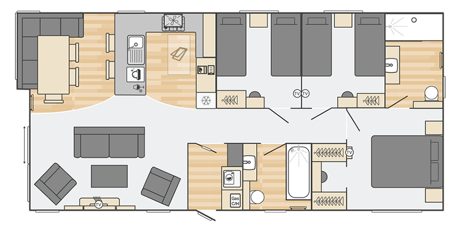 Toronto Lodge (Country) 43' x 20' 3 Bedroom floorplan