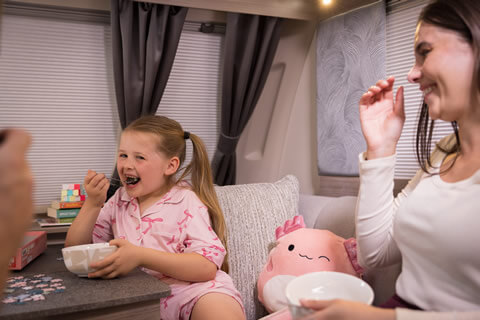 Family in a Swift caravan