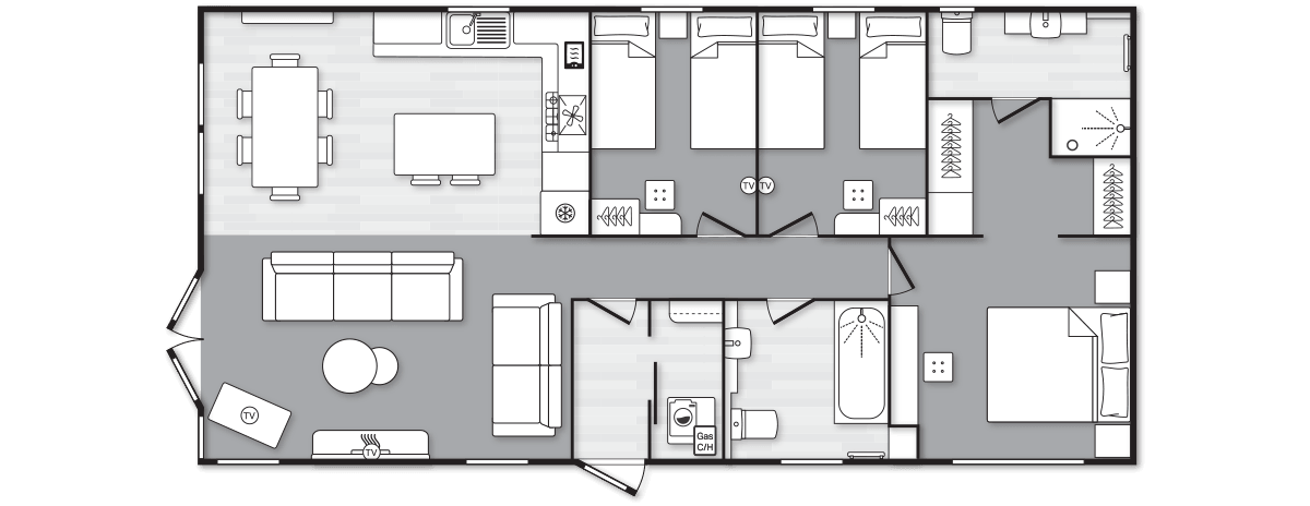 Edmonton Lodge (Scandi) 40' x 20' 3 Bedroom floorplan