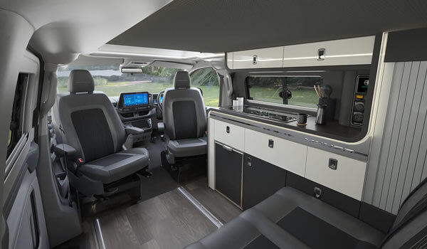 Interior shot of a Swift Monza campervan