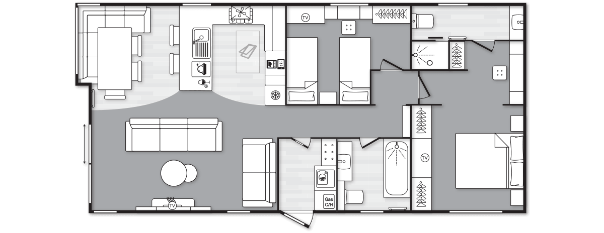 Toronto Lodge (Urban) 43' x 20' 2 Bedroom floorplan
