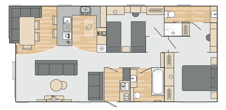 Toronto Lodge (Urban) 43' x 20' 2 Bedroom floorplan