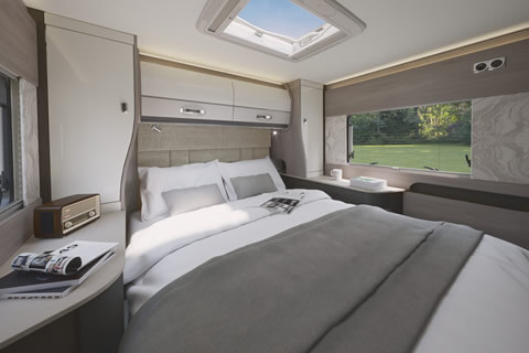 Swift motorhome layout including an island double bed