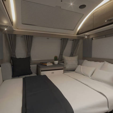 2026 Challenger 560 Front Lounge Night Time Bed Made Up