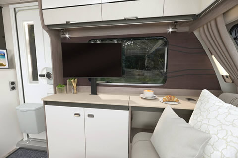 Pop-up TV in the Swift Elegance Grande touring caravan