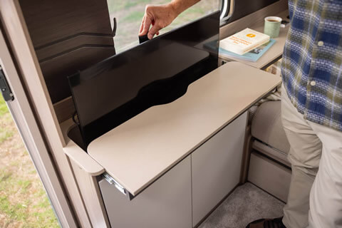 Pop-up TV in a Swift touring caravan