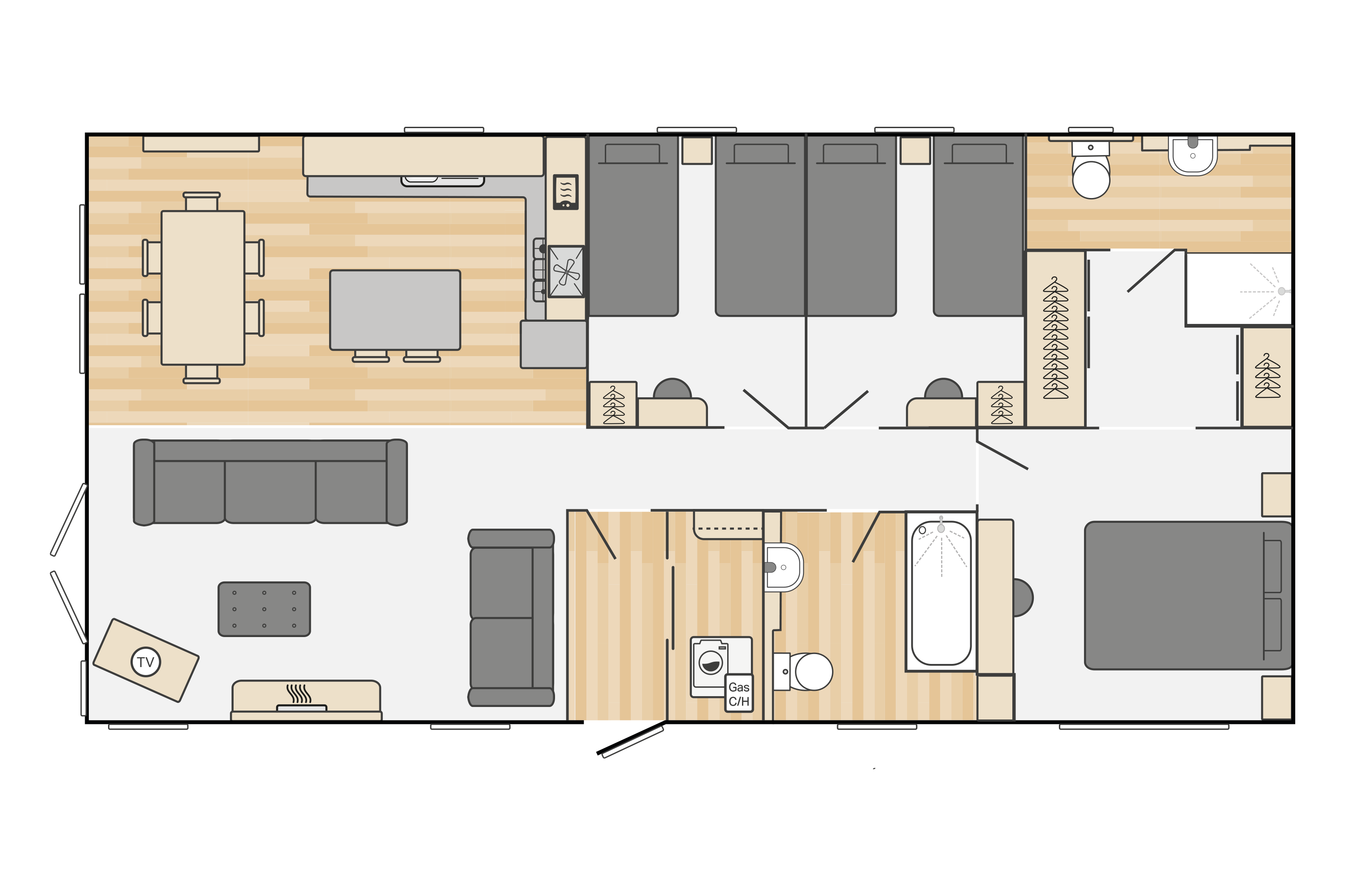 Edmonton Lodge (Townhouse) 40' x 20' 3 Bedroom floorplan