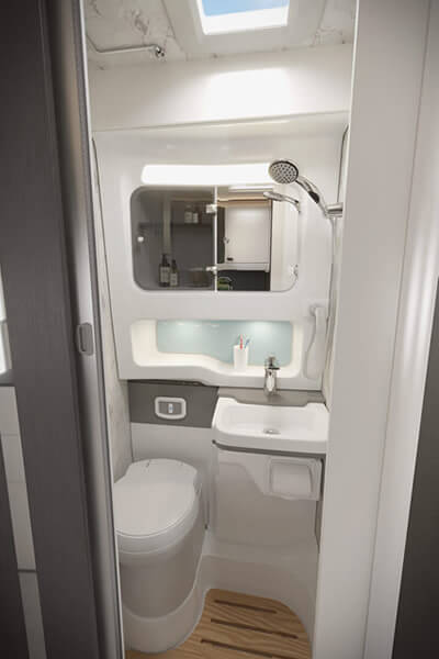 Bathroom in a Swift Voyager motorhome