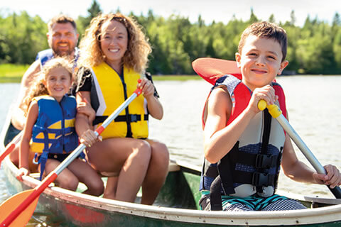 Family on a boat