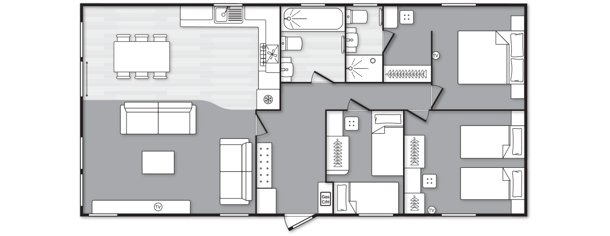 Montreal Lodge 41’ x 20’ 3 Bedroom floorplan