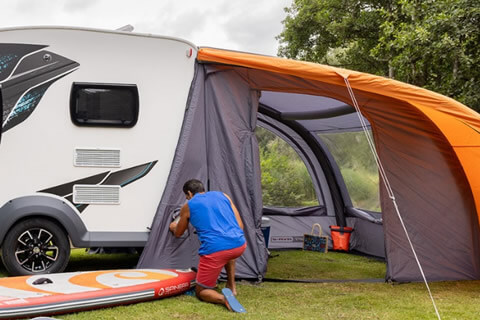Awning on a Swift Basecamp caravan