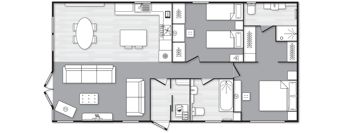Edmonton Lodge (Townhouse) 40' x 20' 2 Bedroom floorplan