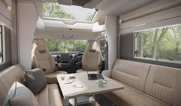 Interior shot of a Swift Kon-Tiki motorhome