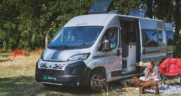 Exterior view of the all-new Swift Merlin campervan