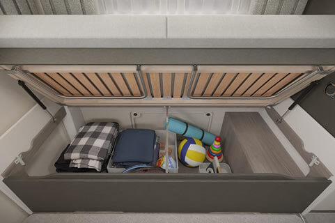 Storage space in a Swift leisure vehicle